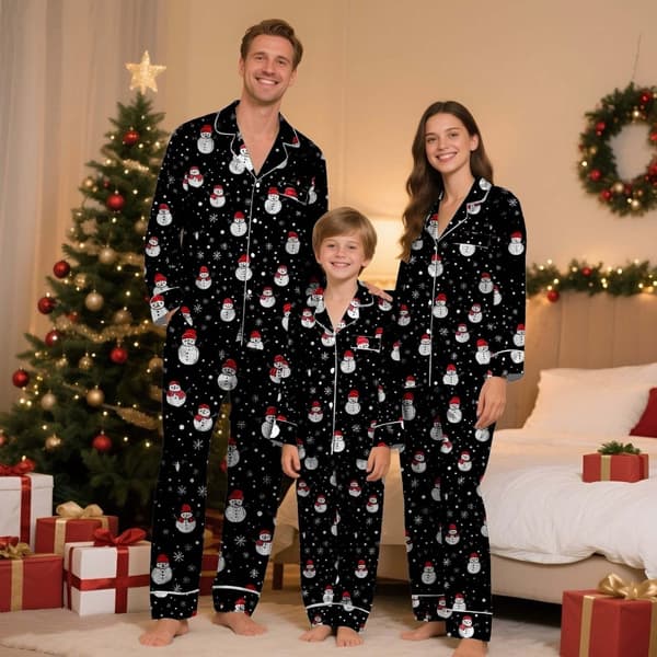 Familie julepyjamas matchende sæt silke afslappet matchende sæt til familie far-FA-far Father S