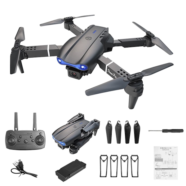 E99pro Drönare med Dubbla Kameror, Flygfotografering, Quadcopter, Fixerad Höjd, Fjärrkontroll, Leksaksflygplan black