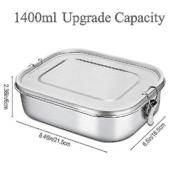 Bento Box Madkasse i Rustfrit Stål med 3 Rum til Sandwich og To Tilbehør Madbeholder