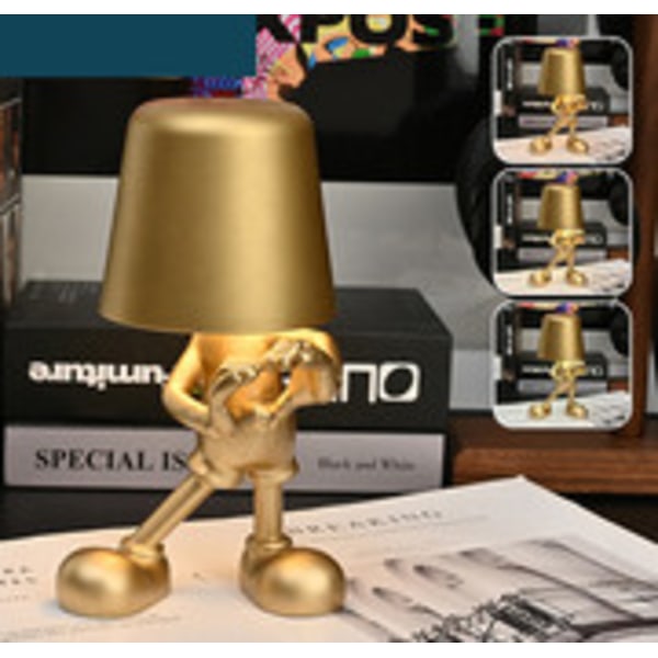 Mickey Mouse nattbordslampe med berøringskontroll, gyllen statue LED-bordlampe, USB-oppladbar, 3-trinns dimmer E-Golden Charging Model