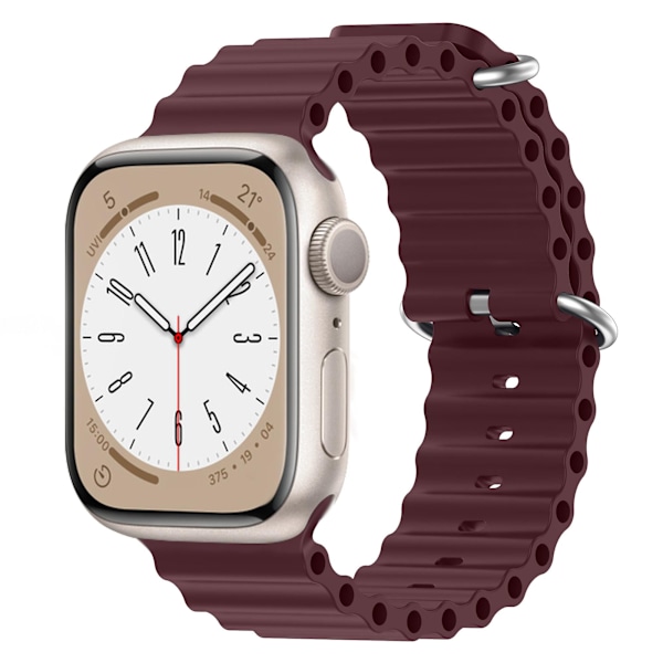 Ocean-ranneke Apple Watch -rannekkeelle 44 mm 40 mm 45 mm 41 mm 49 mm 42 mm 38 mm älykellon silikonihihna Iwatch Ultra Series 7 6 3 Watch 8 38 40 41 mm wine red 38 40 41mm