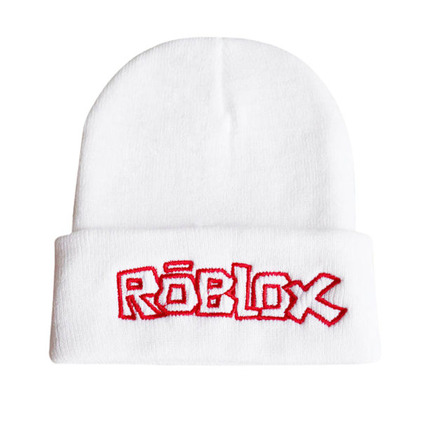 Unisex Roblox Brevmønstret Strikket Lue Vinter White