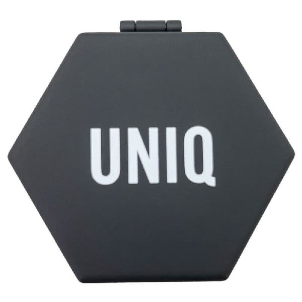 UNIQ Mini Compact Hexagon Mirror - Musta taskupeili 2x suurennuksella