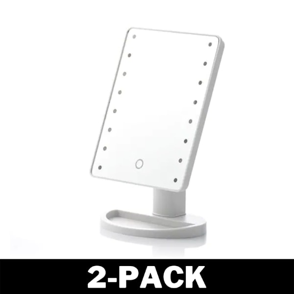 Stilren sminkspegel med LED-belysning 2-Pack