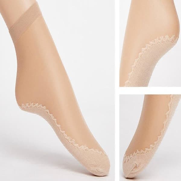 10 par silkebløde korte nylonankelsokker til kvinder (hudfarvet)
