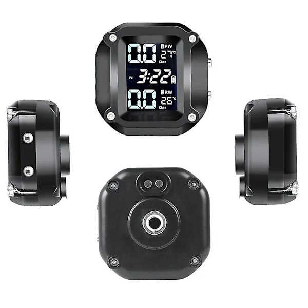 TPMS Motorcykel Däcktryckssensorer Motor TMPS Däcktrycksövervakningssystem Vattentät 2 Hjul Däck Extern Sensor