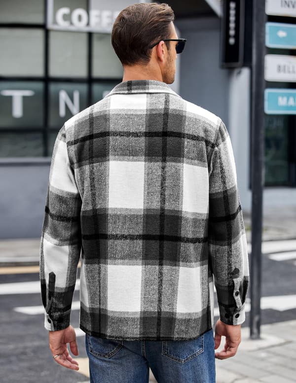 Flannelskjorter til mænd, afslappet ternet button-down skjortejakke Gray-green 4XL