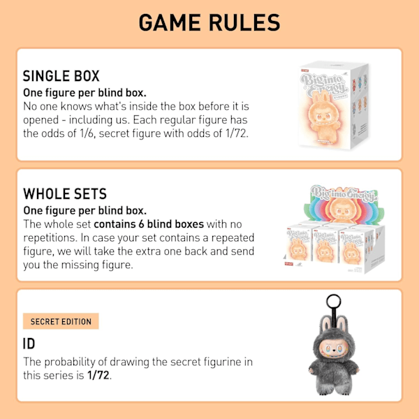 1 x LABUBU Plysjleketøy Blind Box - 3.0 Monster Big Energy Series^^ou Serenity