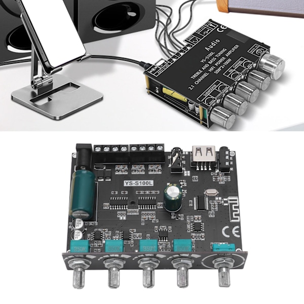 Bluetooth-vahvistinkortti 2.1-kanavainen 2x50W 100W APP-ohjaus Äänivahvistinmoduuli