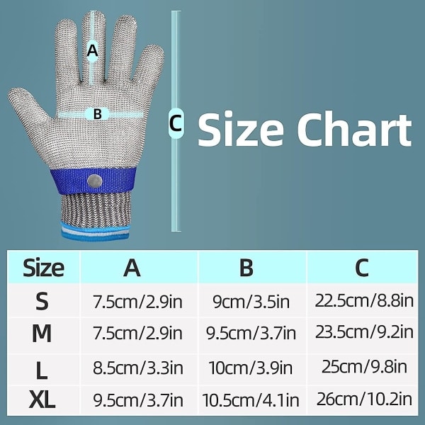 Skjærefast hanske nivå 9 Skjærehanske i rustfritt stål Mesh L