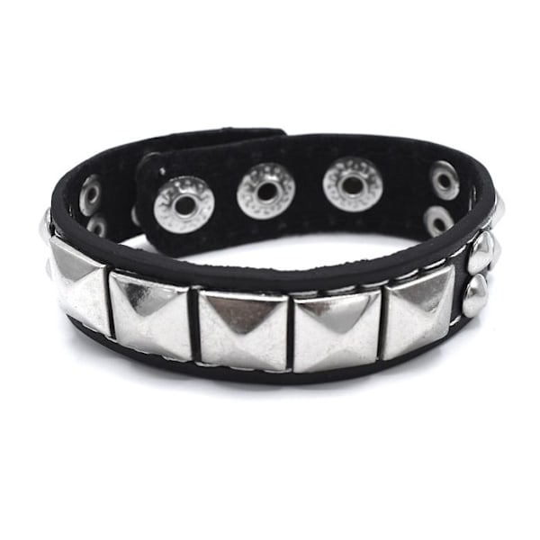 Svart armband med runda och pyramidformade nitar Svart Black