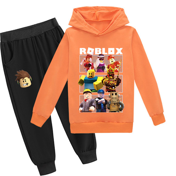 Roblox Hoodie for Barn - Varmt Hoodie Klær med Roblox Trykk Orange 140cm