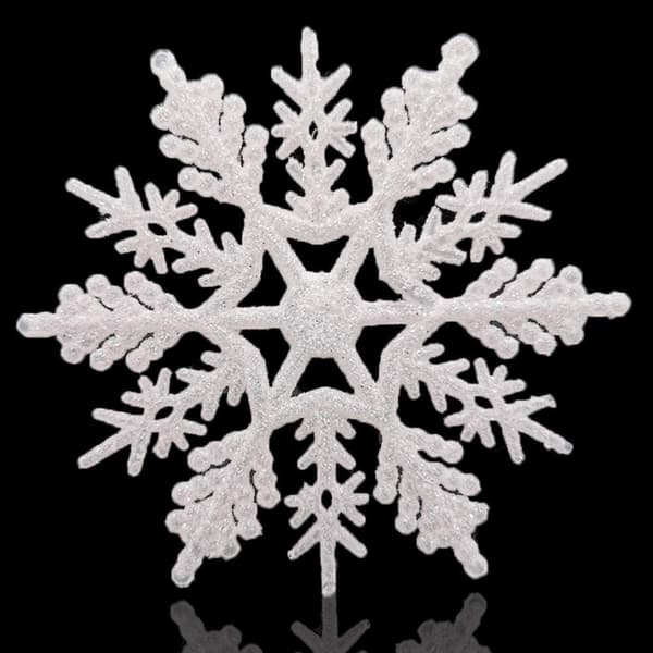 Sett med 5 hvite glitrende snøflak, 30 cm, vinterdekorasjoner, utendørsdekorasjon [YJD]