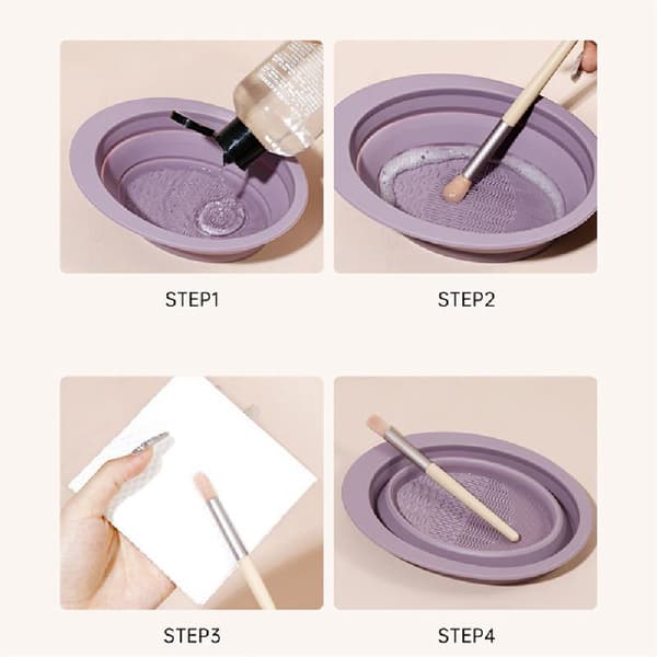 TECHNIQUE PRO SAMMENKLAPPELIG SILIKONE MAKEUPBØRSTE RENSEBAKKE - NUDE ROSE