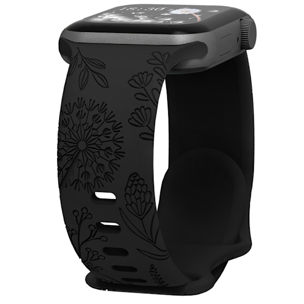 Passer til iwatchS9 876SE Apple Watch armbånd præget lille rose silikone Rose - sort Rose - black 38/40/41mm
