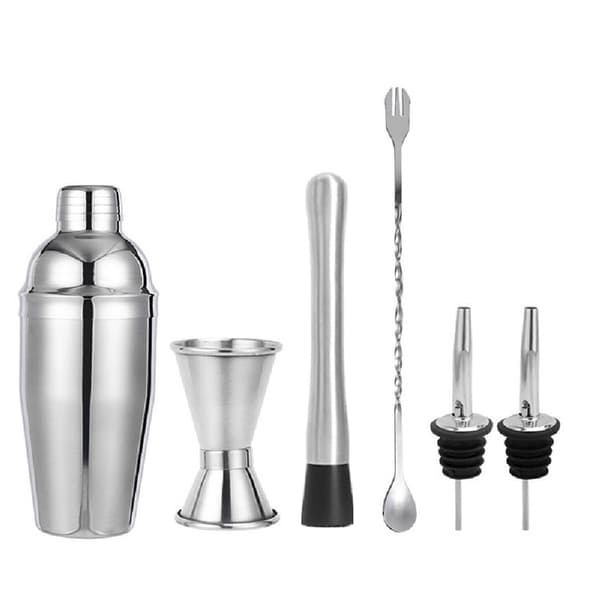 cocktailsæt, barsæt, shaker 550ml - Rustfrit stål Sølv 2