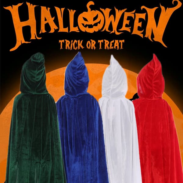 Unisex hettekappe, Halloween-kappe for cosplay svart black 170cm without hat