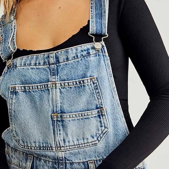 Afslappede denimshorts til kvinder med seler, sort Black L