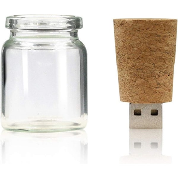 Flaska 32GB USB Flash Minne Minnebrikke Datalagring Transparent Glass Kork