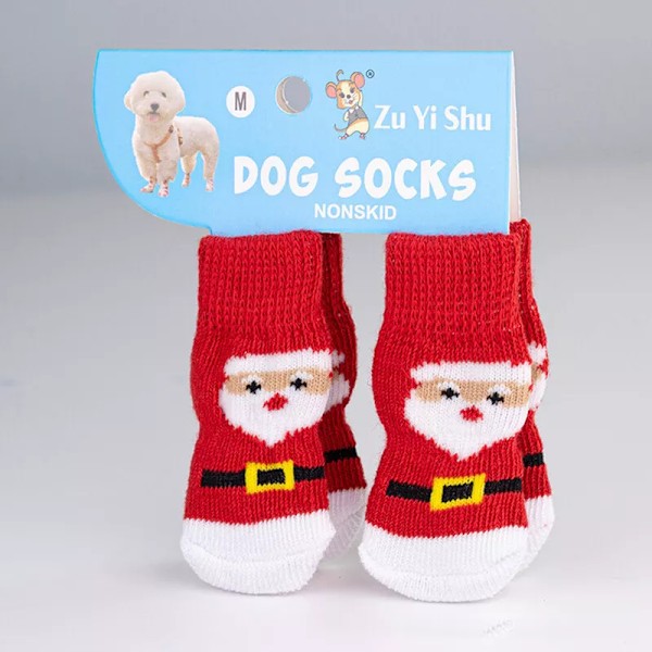 4-pack Hundskor med Halkskydd, Stövlar, Strumpor, Små Valpar, Vattentäta, Utomhus santa claus XL