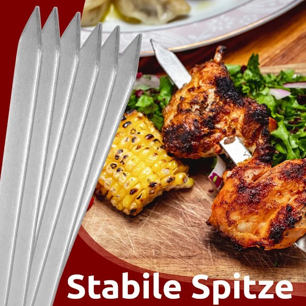 20 st Grillspett i rostfritt stål, BBQ-spett, Schampura, rostfria spett, 35 cm