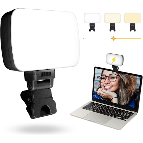 Led Video Light,Rechargeable Video Conference Lighting Kit, Adjustable Portable Laptop Lighting with Clip, 3 Light Modes