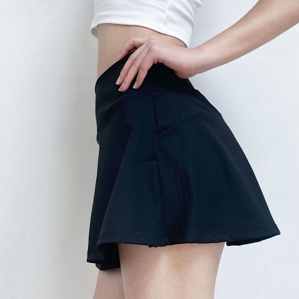 Sportkjol med inbyggda shorts KJOL SVART L Svart Black L