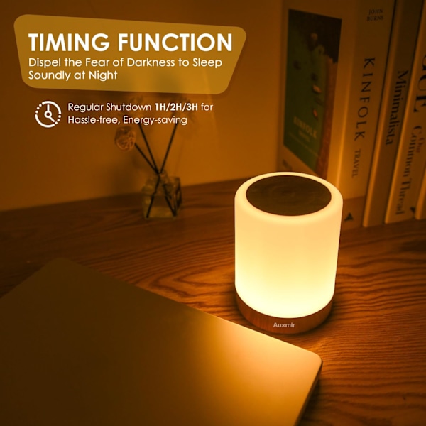 Sengelampe, RGB Farver & 4 Tilstande LED Berøringslampe, Bærbar Trådløs Dæmpbar Lampe med Timerfunktion