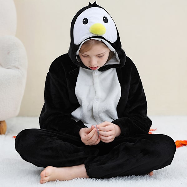 Unisex lasten haalari Plussinen puku hatulla ja hännällä pukeutumiseen roolileikkiin Halloweeniin juhliin Penguin romper 【115-125CM】