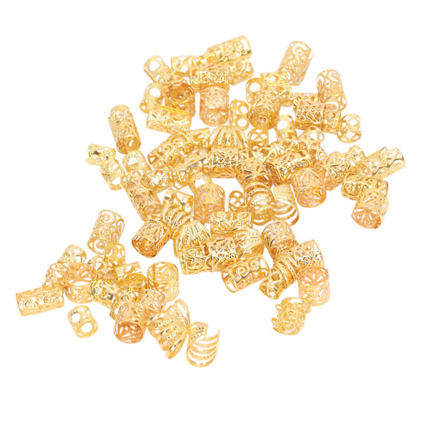 200 stk. Dreadlocks Hårringe Hule Udsøgte Mønstre Legering Hårfletning Smykker Spiraler Guld 0.1