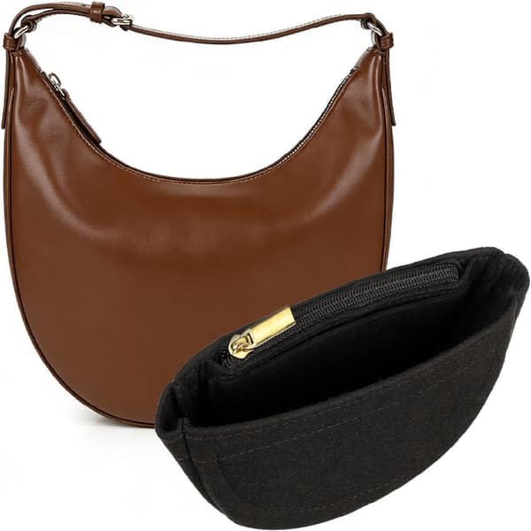 Lille filt taske organizer indsats sort 8,5 cm