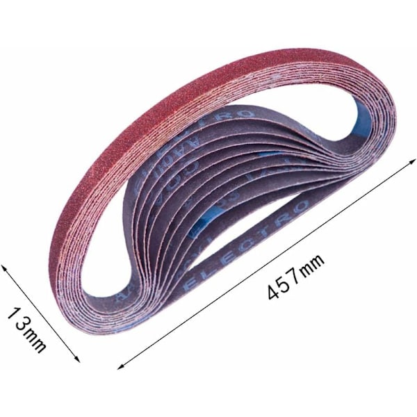 60 stk. Slibebånd 13 x 457 mm, Sæt (10 x korn 40/60/80/120/180/240)