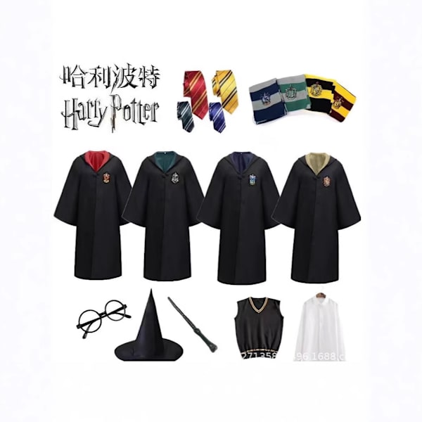 Harry Potter 7-delt Cosplay Sæt til Voksne og Børn - Halloween, Jul Gave M Gryffindor