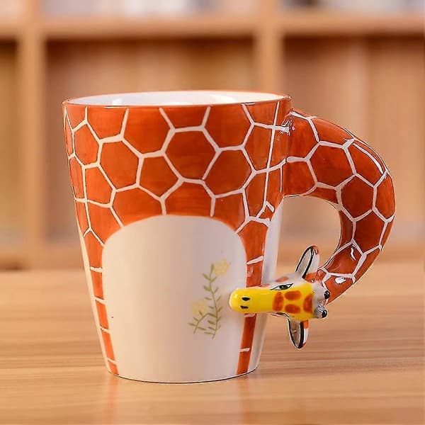 3D Handmålad Keramisk Kaffemugg med Djurmönster (Giraff)