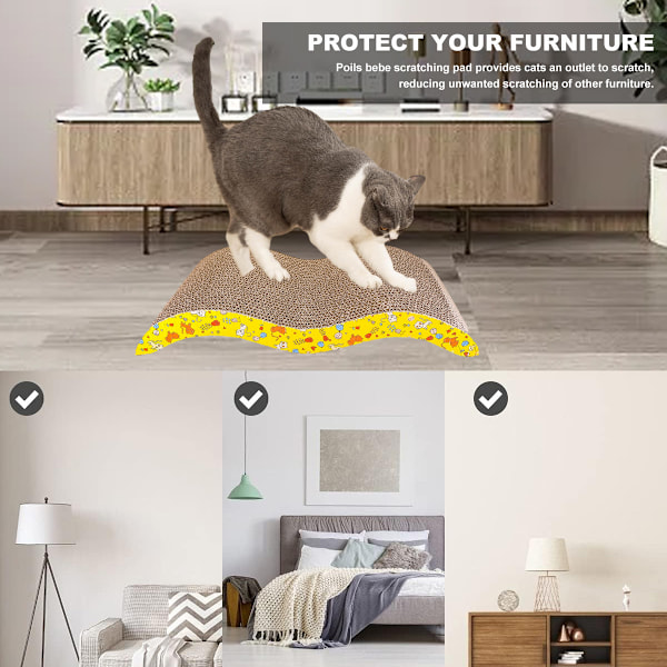 Kattklösbräda, Kartong Vändbar Klösbräda för Katter Stor Bred Modern Soffa Säng med Kattmynta (4-pack)
