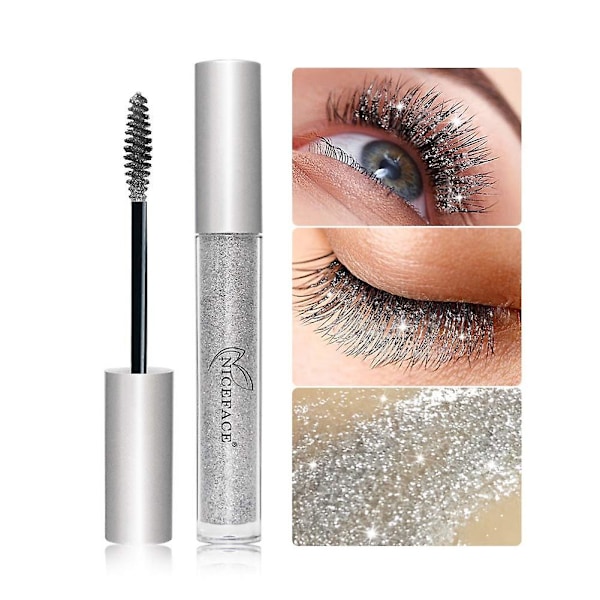 Glitter Mascara Diamond Glitter Mascara, 4D Glitter Vannfast Vipper Mascara for Kvinner, Langvarig Fortykkende Forlengende