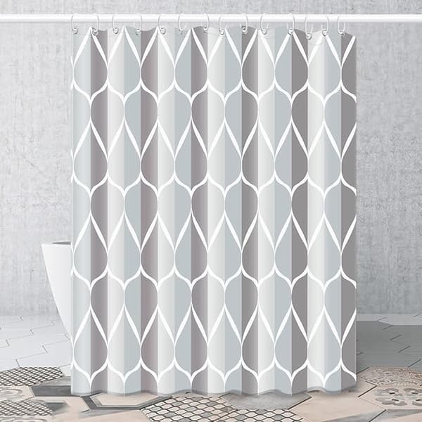 Dusjforheng 180 x 180 cm 100 % polyester med ringer, antimugg