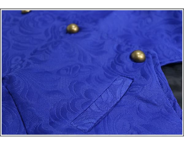 Paisleyvästar för män viktoriansk steampunk gotisk kostymväst blå blue S