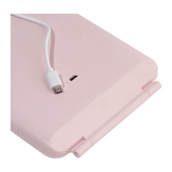UNIQ Sammenleggbart Oppladbart LED-speil - Sminkespeil for Reise - Rosa