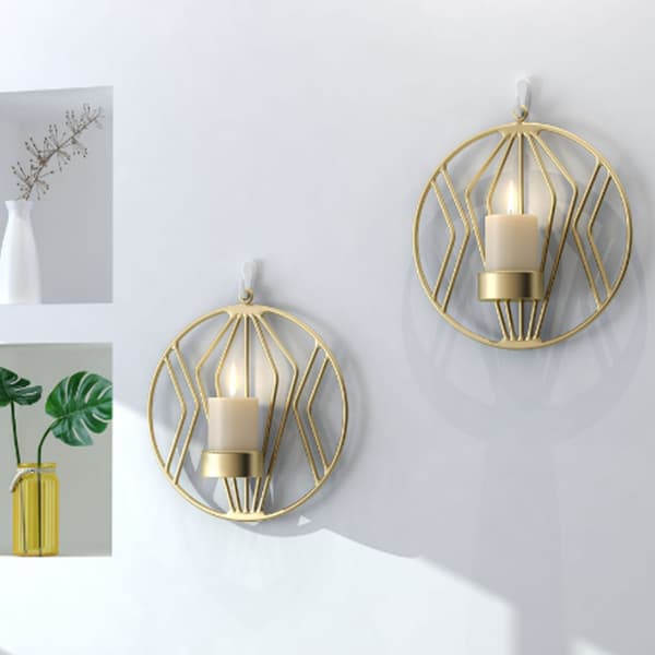 Geometrisk Rund Väggmonterad Ljusstake Dekoration 3D-prydnad