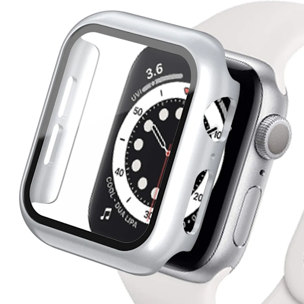 Hård Skal til Apple Watch Urkasse 9 8 7 6 5 4 38 40mm Tilbehør Skærmbeskytter iWatch Serie 44mm 45mm 41mm 42mm Sølv Sølv Sølv sjx Silver 17 Series 7 8 9 41mm