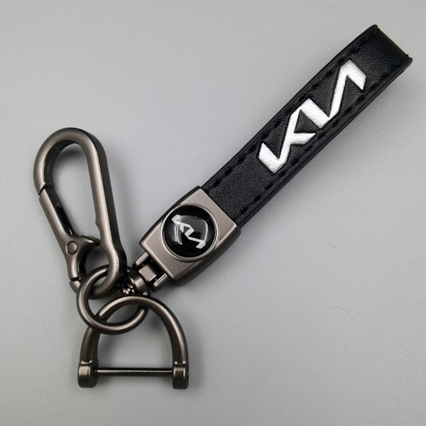 Personlig bilnyckelring i metall med logotyp - Lädernyckelring för män New Ki New Kia Gunmetal Hardware