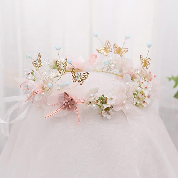 Elegant simulert perle hår hodeplagg blomsterkrans pannebånd hodebue for jenter sceneopptreden bryllup brudekrans fe gave
