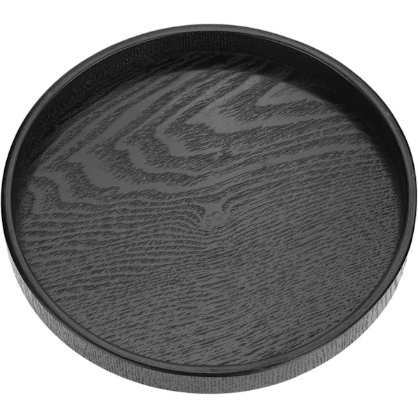 Rundt Brett Dekorativt Brett Svart Tre Rund Form Massivt Tre Te Kaffe Snacks Mat Måltid Serveringsbrett Tallerken Restaurantbrett 30cm (21cm)