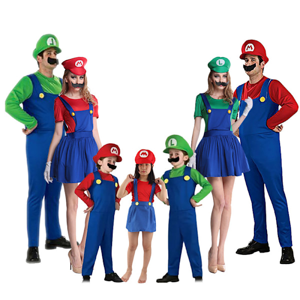 Super Costume Brothers Cosplay Kostym Fancy Dress Outfit Halloween Karneval Kostym Unisex Herrar Kvinnor Vuxna Barn Tonåringar Adult female green S