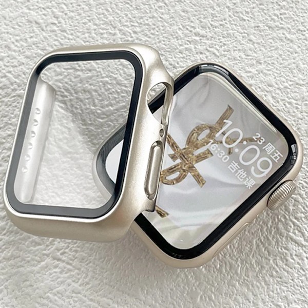 Hårdskal för Apple Watch Watch Case 9 8 7 6 5 4 38 40mm Tillbehör Skärmskydd iWatch Serie 44mm 45mm 41mm 42mm Silver Silver Silver sjx