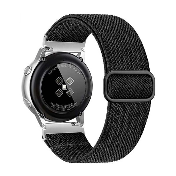 Universell Justerbar & Elastisk Nylon Klokkereim - 20mm Svart Black