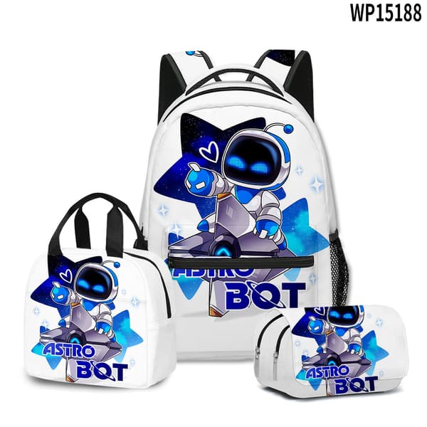 2026 Ny Ankomst: Astro Bot Ryggsäck, Matsäck, Pennfodral 3-delat Set 9