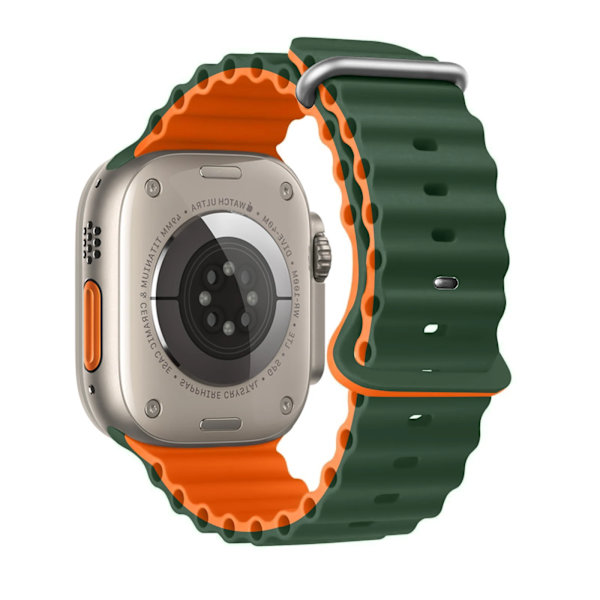 Ocean rem F?r Apple Watch Ultra 2 ranneke 49 mm 45 mm 44 mm 40 mm 41 mm 42 mm 49 mm silikoninen ranneke iWatch sarja 9 7 6 3 se 8 Tummanvihreä-oranssi Y Dark green-orange 38mm 40mm 41mm