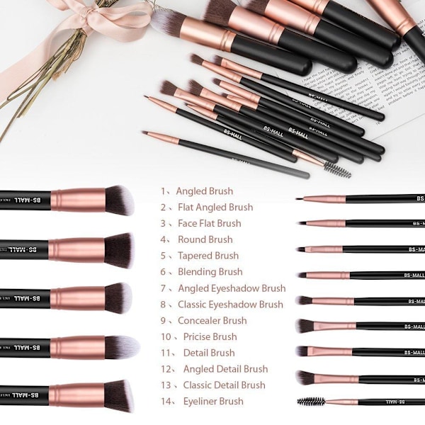 BS01 - BS-MALL 14 stk. eksklusive Make-up / makeup børster af bedste kvalitet 150